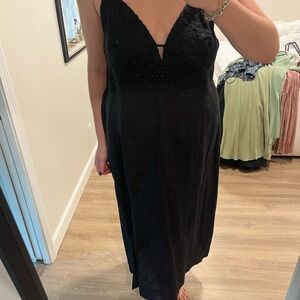Linen Black Sleeveless Dress